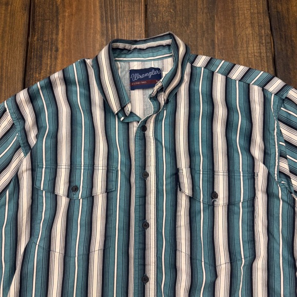 Wrangler Mens large brushpopper Short Sleeve Western striped Button Down Shirt - Picture 2 of 7
